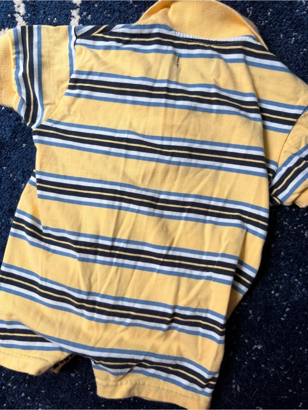 90s Style Vintage Children’s Place Yellow & Blue Striped Polo Romper